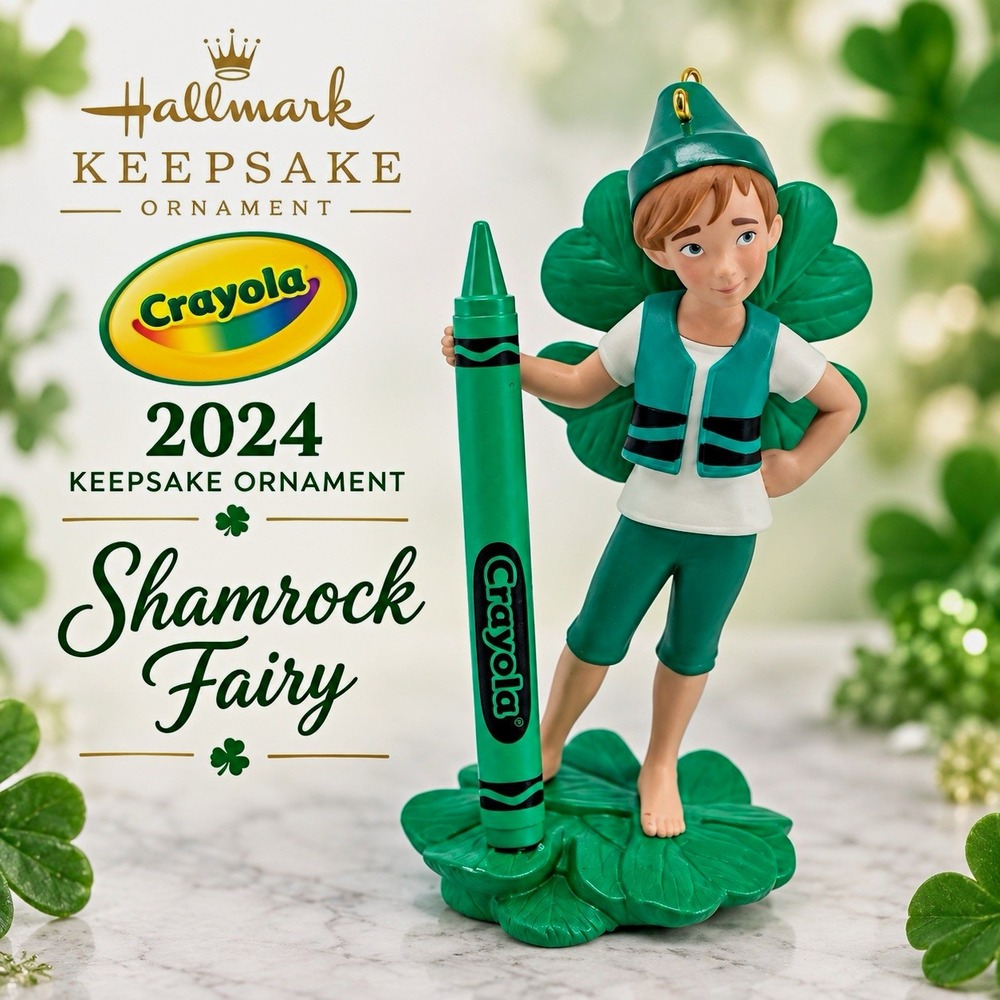 Hallmark Keepsake 2024 Crayola Shamrock Fairy Ornament Green QXI7834 w/ Box